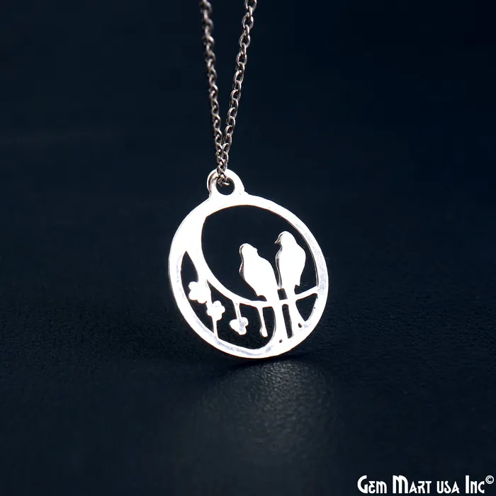 GemMartUSA Charm Necklaces Parrots On Tree Charm Laser Finding Silver Plated 18x21mm Charm For Bracelets Pendants GemMartUSA Charm Necklaces Parrots On Tree Charm Laser Finding Silver Plated 18x21mm Charm For Bracelets Pendants