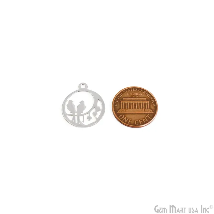 GemMartUSA Charm Necklaces Parrots On Tree Charm Laser Finding Silver Plated 18x21mm Charm For Bracelets Pendants GemMartUSA Charm Necklaces Parrots On Tree Charm Laser Finding Silver Plated 18x21mm Charm For Bracelets Pendants