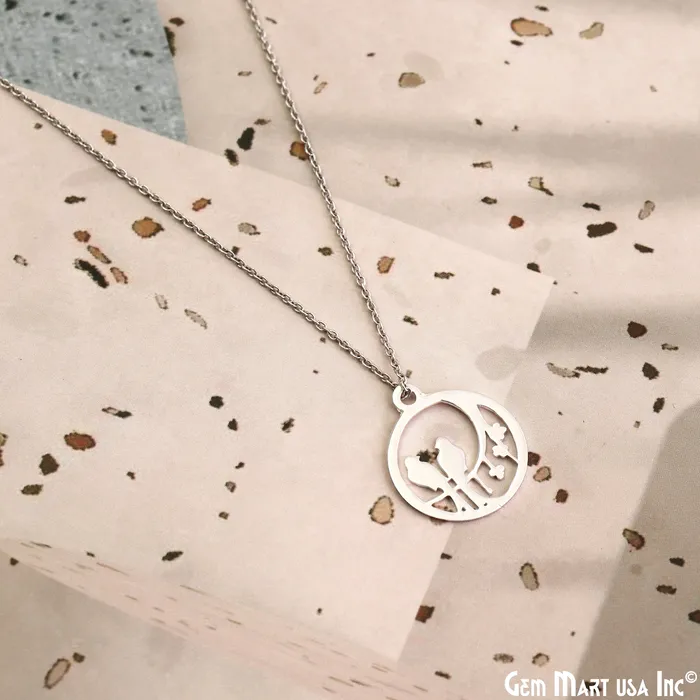 GemMartUSA Charm Necklaces Parrots On Tree Charm Laser Finding Silver Plated 18x21mm Charm For Bracelets Pendants GemMartUSA Charm Necklaces Parrots On Tree Charm Laser Finding Silver Plated 18x21mm Charm For Bracelets Pendants