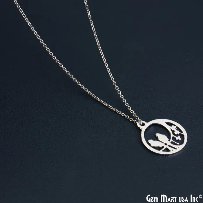 GemMartUSA Charm Necklaces Parrots On Tree Charm Laser Finding Silver Plated 18x21mm Charm For Bracelets Pendants GemMartUSA Charm Necklaces Parrots On Tree Charm Laser Finding Silver Plated 18x21mm Charm For Bracelets Pendants