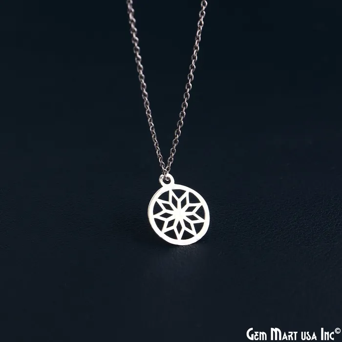 GemMartUSA Charm Necklaces Round Shape Laser Charm Silver Plated 16x134mm Finding Charm Connector GemMartUSA Charm Necklaces Round Shape Laser Charm Silver Plated 16x134mm Finding Charm Connector