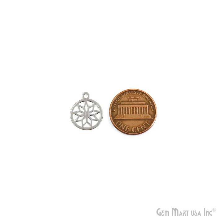 GemMartUSA Charm Necklaces Round Shape Laser Charm Silver Plated 16x134mm Finding Charm Connector GemMartUSA Charm Necklaces Round Shape Laser Charm Silver Plated 16x134mm Finding Charm Connector