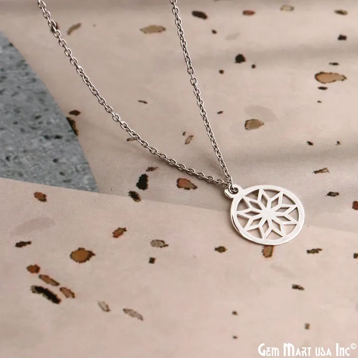 GemMartUSA Charm Necklaces Round Shape Laser Charm Silver Plated 16x134mm Finding Charm Connector GemMartUSA Charm Necklaces Round Shape Laser Charm Silver Plated 16x134mm Finding Charm Connector