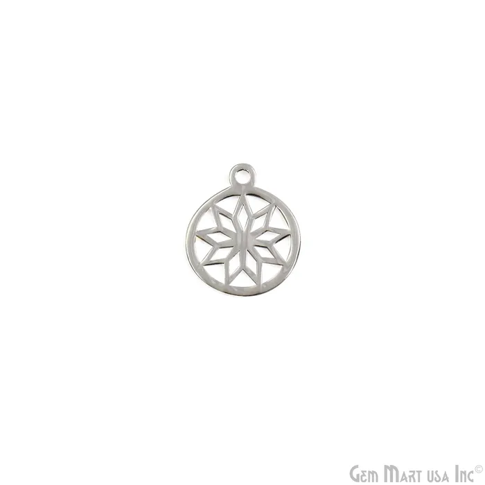 GemMartUSA Charm Necklaces Round Shape Laser Charm Silver Plated 16x134mm Finding Charm Connector GemMartUSA Charm Necklaces Round Shape Laser Charm Silver Plated 16x134mm Finding Charm Connector