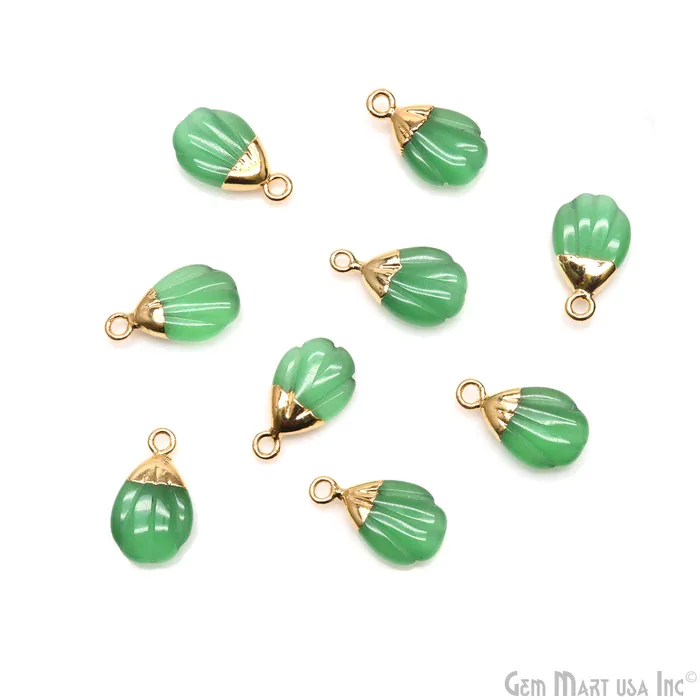 GemMartUSA Charm Necklaces Sea Shell Gemstone Charm 18x10mm Gold Electroplated GemMartUSA Charm Necklaces Sea Shell Gemstone Charm 18x10mm Gold Electroplated