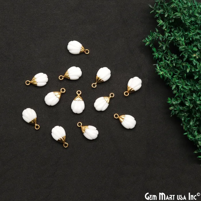 GemMartUSA Charm Necklaces Sea Shell Gemstone Charm 18x10mm Gold Electroplated GemMartUSA Charm Necklaces Sea Shell Gemstone Charm 18x10mm Gold Electroplated