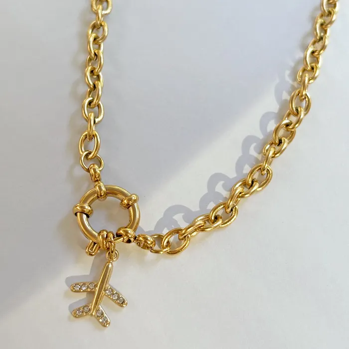 GOLD AIRPLANE PENDANT CHARM Mai Dsire Charm Necklaces