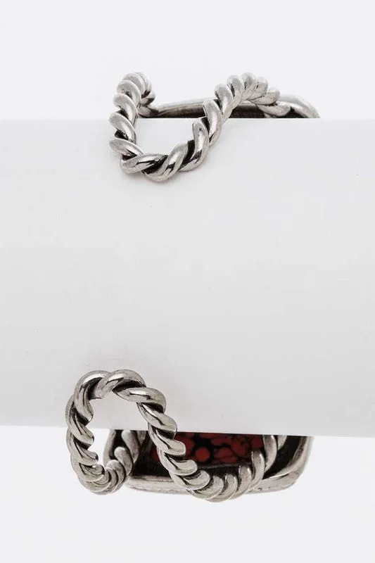 LA Jewelry Plaza Oversize Stone Western Open Bangle Rings LA Jewelry Plaza Oversize Stone Western Open Bangle Rings