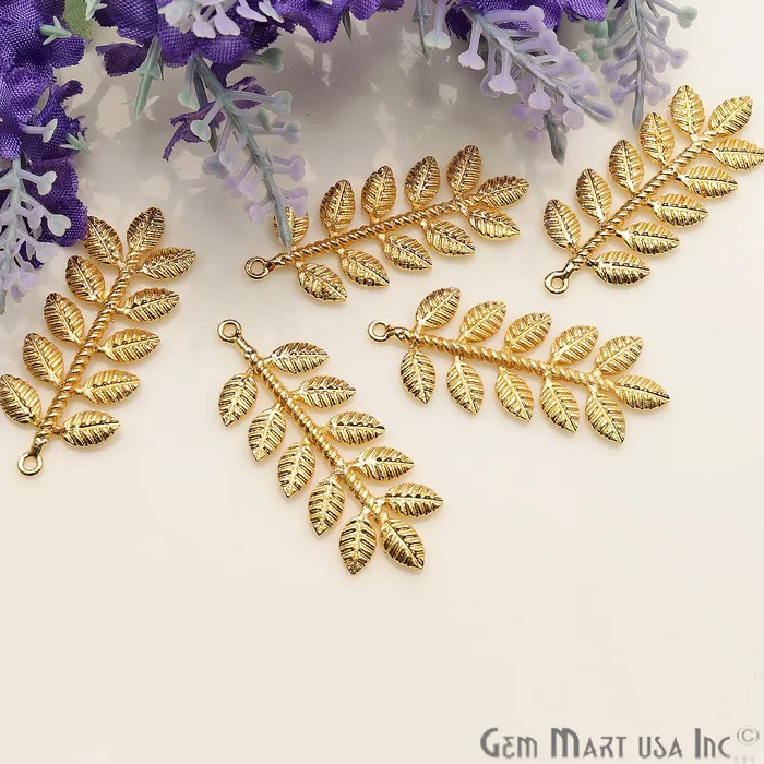 Leaf Shape Finding 39x15mm Chandelier Jewelry Charm Pick Plating GemMartUSA Charm Necklaces