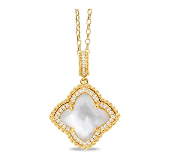 Necklaces Doves 18k Yellow Gold Ravenna Mother of PearlClear Quartz Doublet with Diamonds Pendant I9027 Necklaces Doves 18k Yellow Gold Ravenna Mother of PearlClear Quartz Doublet with Diamonds Pendant I9027