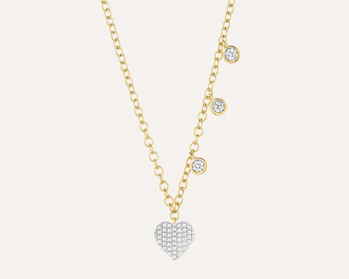 Necklaces Ella Stein Ella Stein Gold or Silver Asymmetrical Pave Heart Dangle Necklace Necklaces Ella Stein Ella Stein Gold or Silver Asymmetrical Pave Heart Dangle Necklace