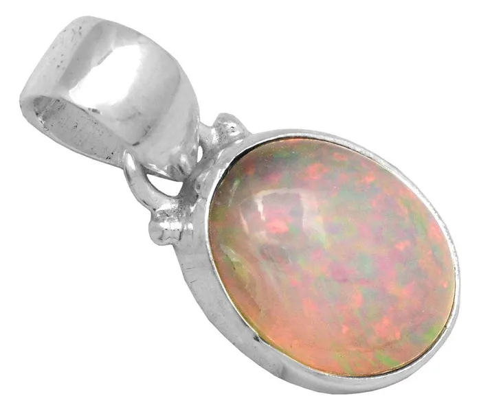 Necklaces Ethiopian Opal 1Inch 925 Solid Sterling Silver Pendant With 18 Inch Chain Necklace Silver Jewelry YoTreasure