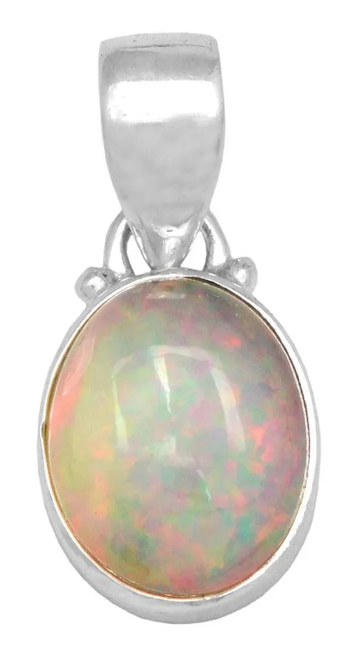Necklaces Ethiopian Opal 1Inch 925 Solid Sterling Silver Pendant With 18 Inch Chain Necklace Silver Jewelry YoTreasure