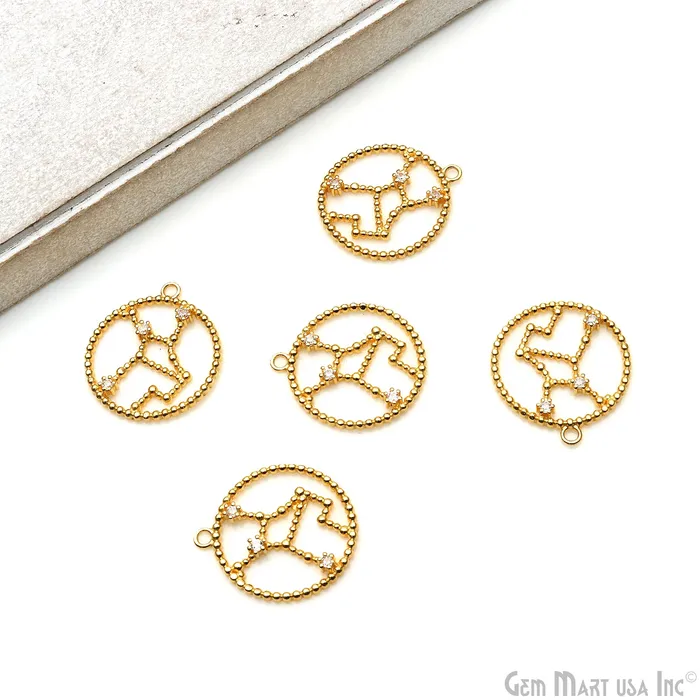 Necklaces Zodiac Sign Round CZ Gold Pendant Necklace Zodiac Birthday Gift Constellations Necklace Pendant GemMartUSA Necklaces Zodiac Sign Round CZ Gold Pendant Necklace Zodiac Birthday Gift Constellations Necklace Pendant GemMartUSA