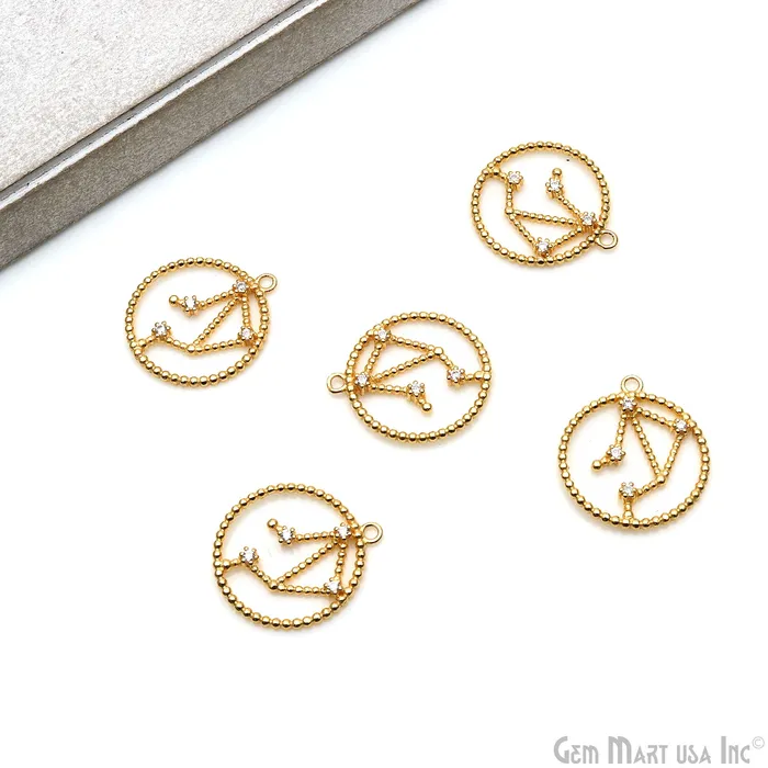 Necklaces Zodiac Sign Round CZ Gold Pendant Necklace Zodiac Birthday Gift Constellations Necklace Pendant GemMartUSA Necklaces Zodiac Sign Round CZ Gold Pendant Necklace Zodiac Birthday Gift Constellations Necklace Pendant GemMartUSA