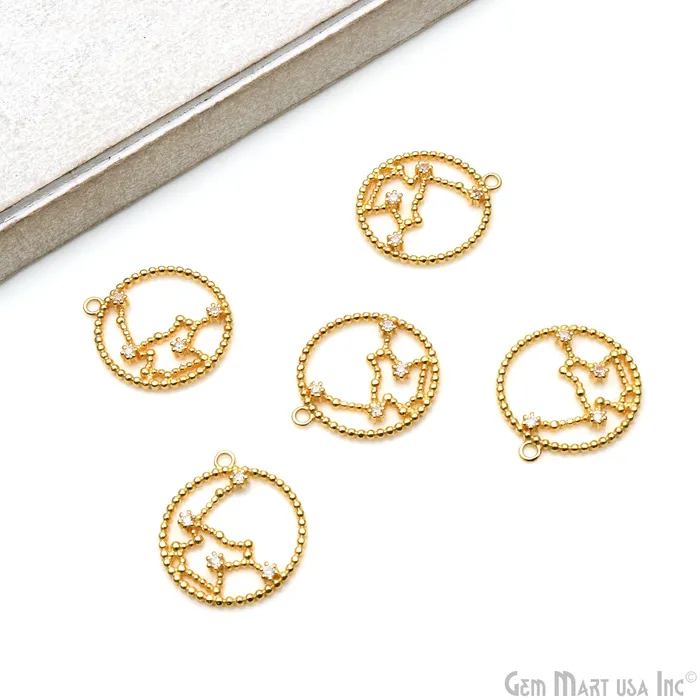 Necklaces Zodiac Sign Round CZ Gold Pendant Necklace Zodiac Birthday Gift Constellations Necklace Pendant GemMartUSA Necklaces Zodiac Sign Round CZ Gold Pendant Necklace Zodiac Birthday Gift Constellations Necklace Pendant GemMartUSA