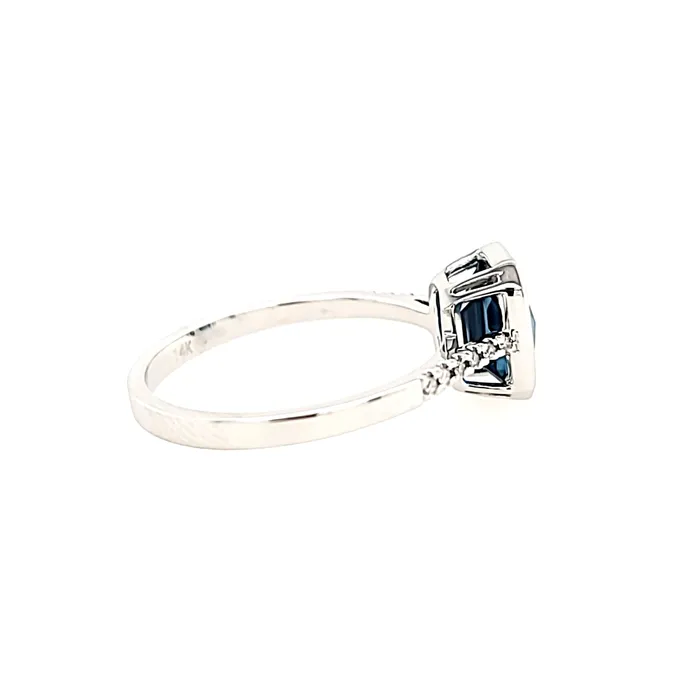PeJay Rings 14k White Gold London Blue Topaz Diamond Ring I8020