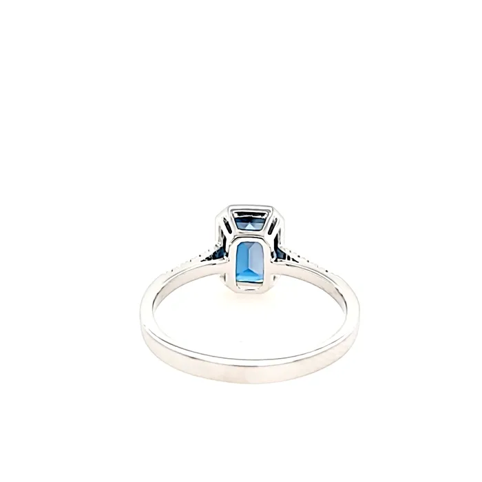 PeJay Rings 14k White Gold London Blue Topaz Diamond Ring I8020