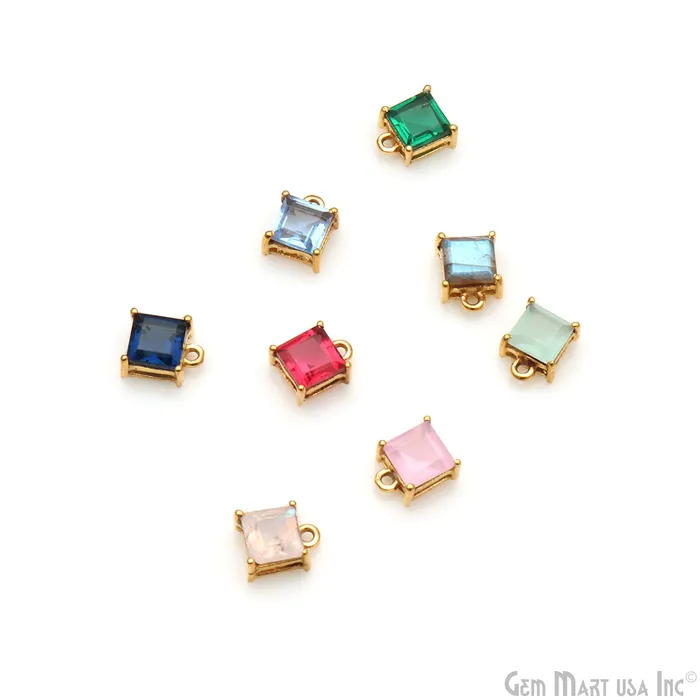 PreStyled Sets GemmartUSA Gemstone 6mm Square Gold Plated Prong Setting Gemstone Connector PreStyled Sets GemmartUSA Gemstone 6mm Square Gold Plated Prong Setting Gemstone Connector