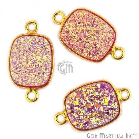 PreStyled Sets GemMartUSA Titanium Druzy 12x16mm Octagon Gold Double Bail Bezel Gemstone Connector