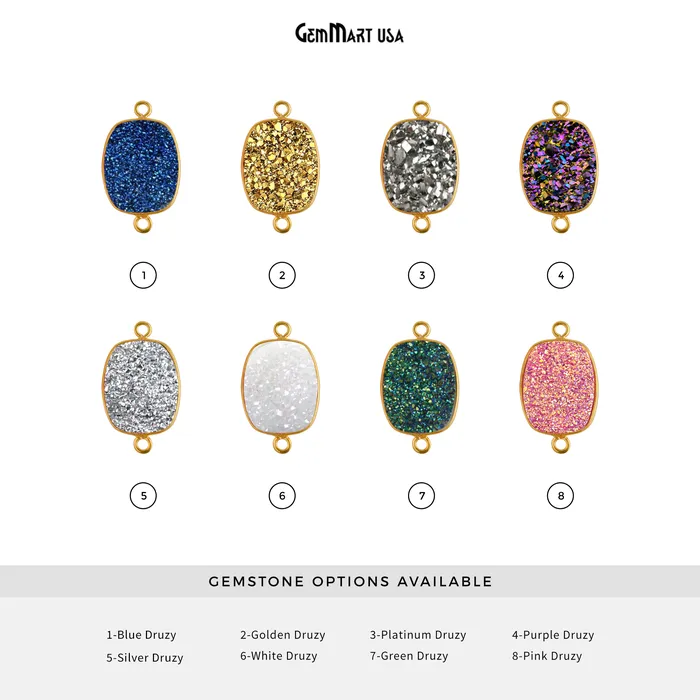 PreStyled Sets GemMartUSA Titanium Druzy 12x16mm Octagon Gold Double Bail Bezel Gemstone Connector
