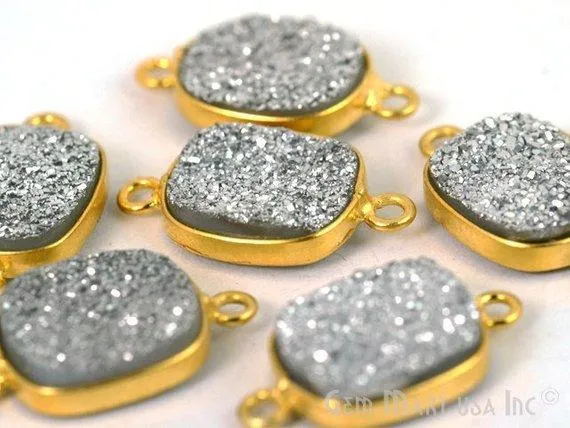 PreStyled Sets GemMartUSA Titanium Druzy 12x16mm Octagon Gold Double Bail Bezel Gemstone Connector