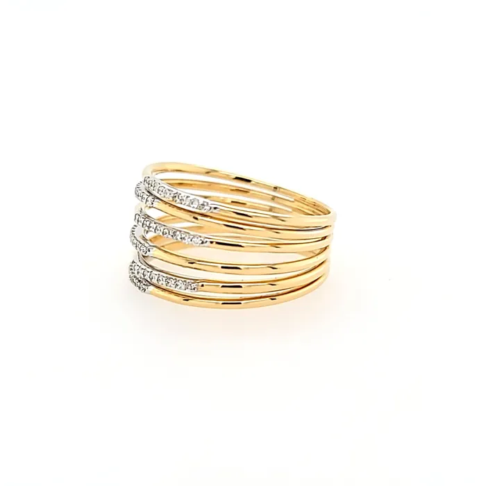 Rings Zeghani 14k Yellow Gold MultiBand Diamond Ring I7056
