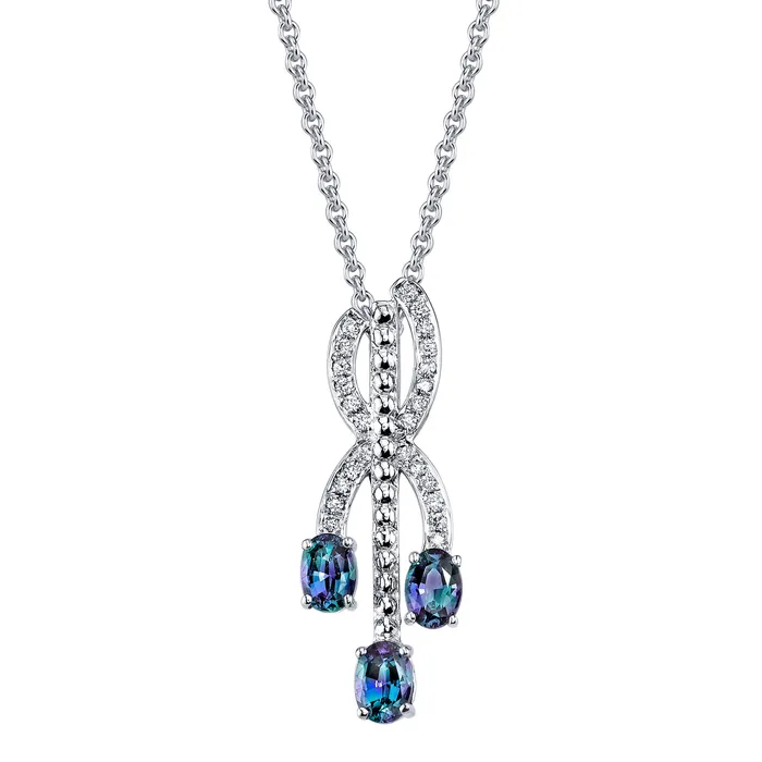 Safiya Jewels Necklaces Trinity 14K White Gold Natural Alexandrite Pendant Safiya Jewels Necklaces Trinity 14K White Gold Natural Alexandrite Pendant