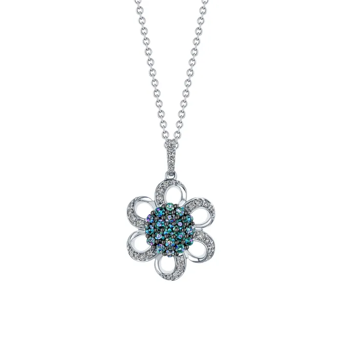 Sun Flower 18K White Gold Natural Alexandrite Pendant Safiya Jewels Necklaces Sun Flower 18K White Gold Natural Alexandrite Pendant Safiya Jewels Necklaces