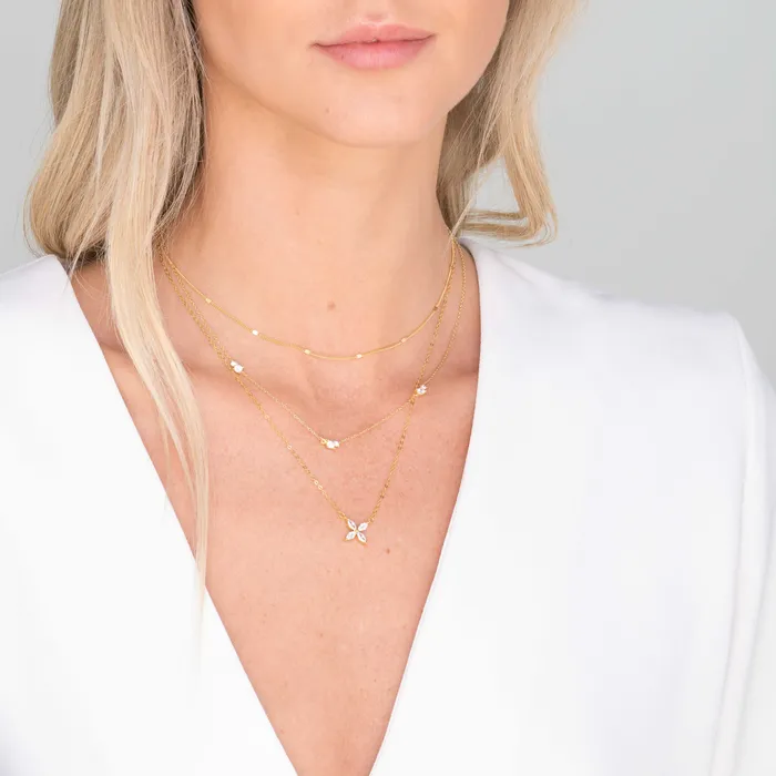 Trio Sapphire Station Chain Necklace Camile Stone Necklaces