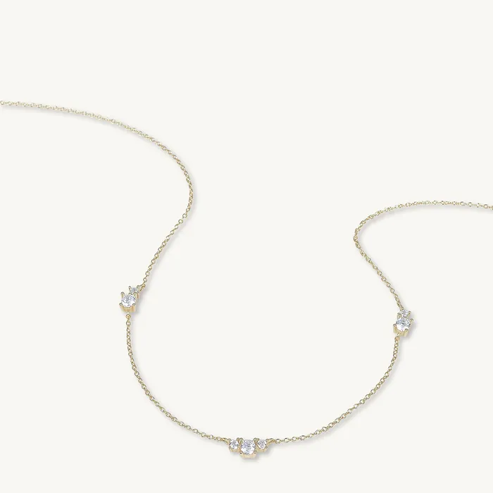 Trio Sapphire Station Chain Necklace Camile Stone Necklaces