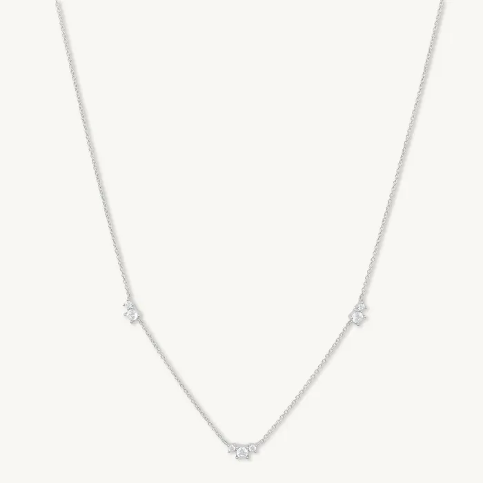 Trio Sapphire Station Chain Necklace Camile Stone Necklaces