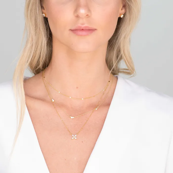 Trio Sapphire Station Chain Necklace Camile Stone Necklaces