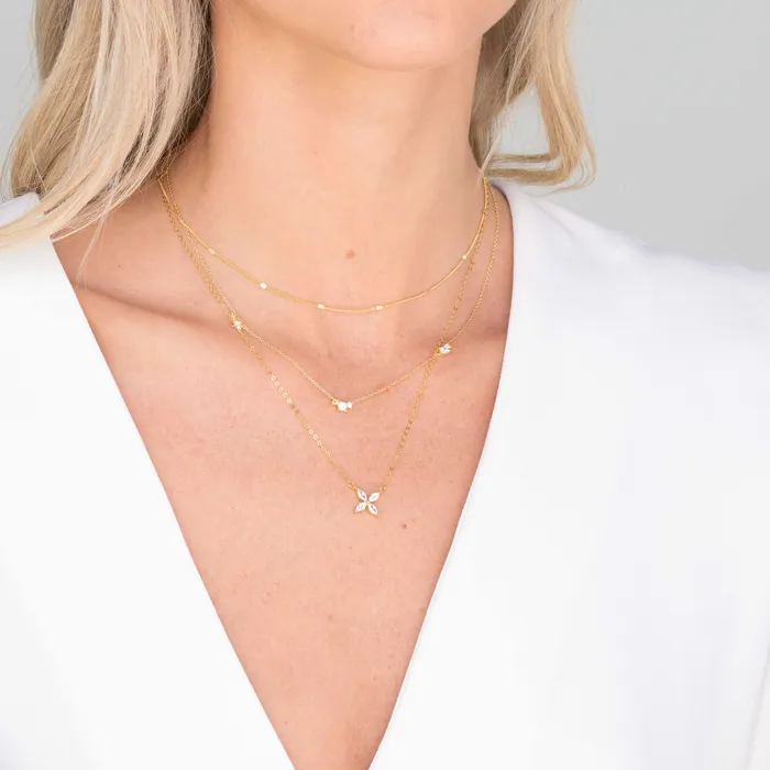 Trio Sapphire Station Chain Necklace Camile Stone Necklaces