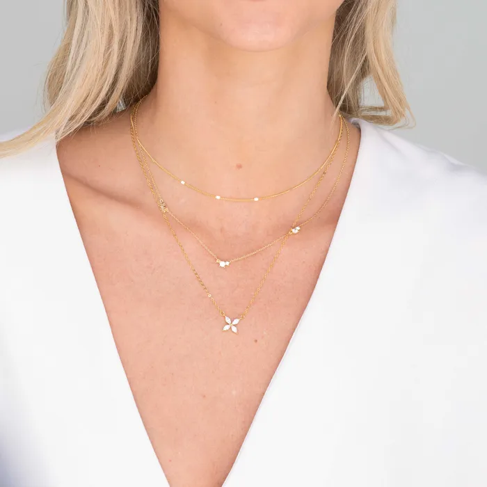 Trio Sapphire Station Chain Necklace Camile Stone Necklaces