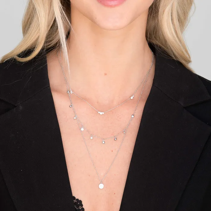 Trio Sapphire Station Chain Necklace Camile Stone Necklaces