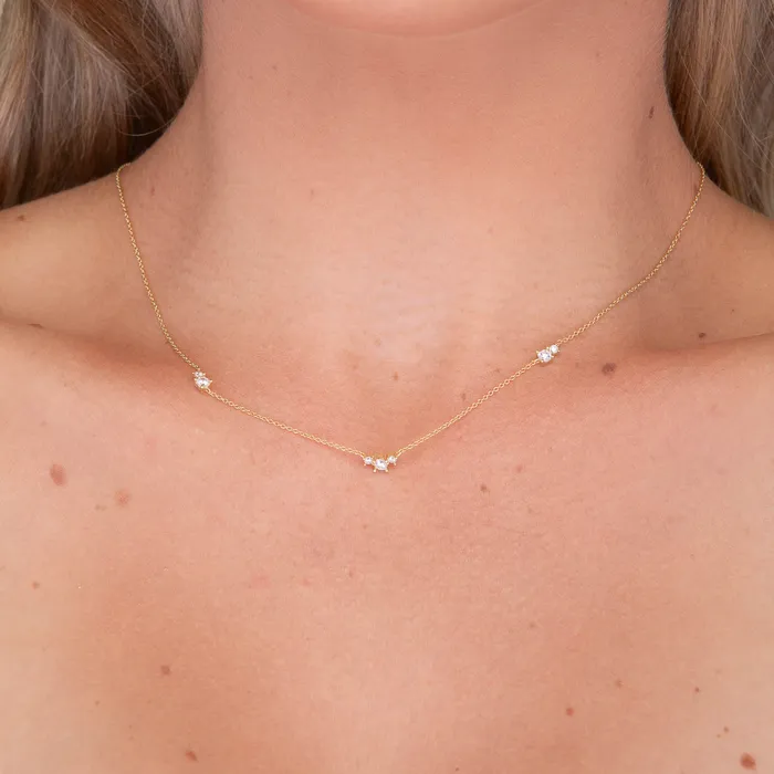 Trio Sapphire Station Chain Necklace Camile Stone Necklaces