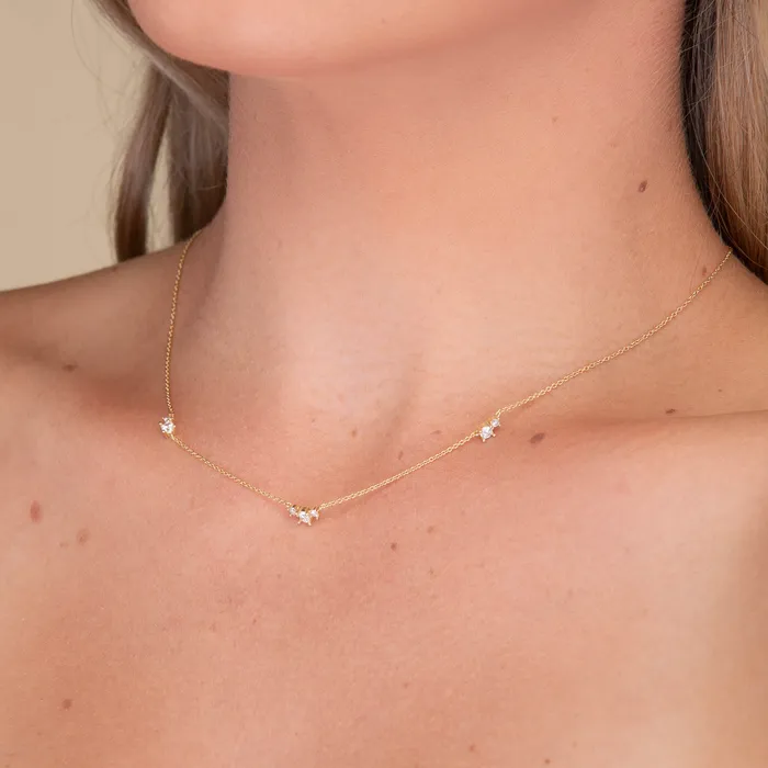 Trio Sapphire Station Chain Necklace Camile Stone Necklaces