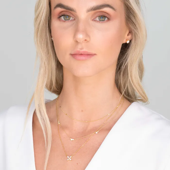 Trio Sapphire Station Chain Necklace Camile Stone Necklaces