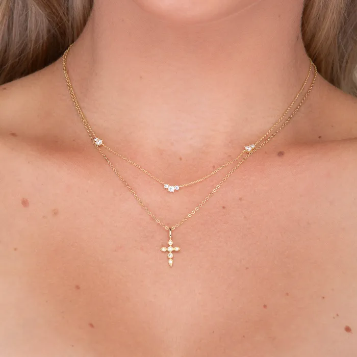 Trio Sapphire Station Chain Necklace Camile Stone Necklaces