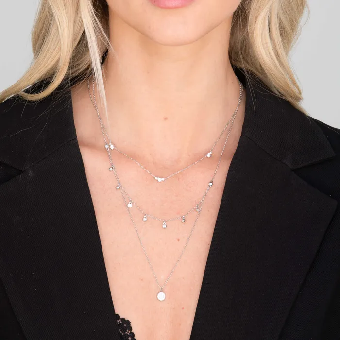 Trio Sapphire Station Chain Necklace Camile Stone Necklaces