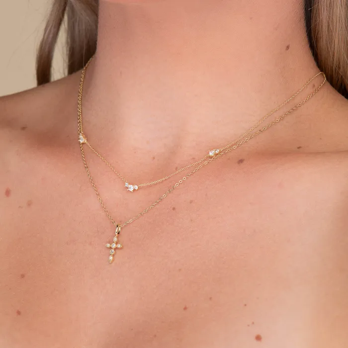 Trio Sapphire Station Chain Necklace Camile Stone Necklaces