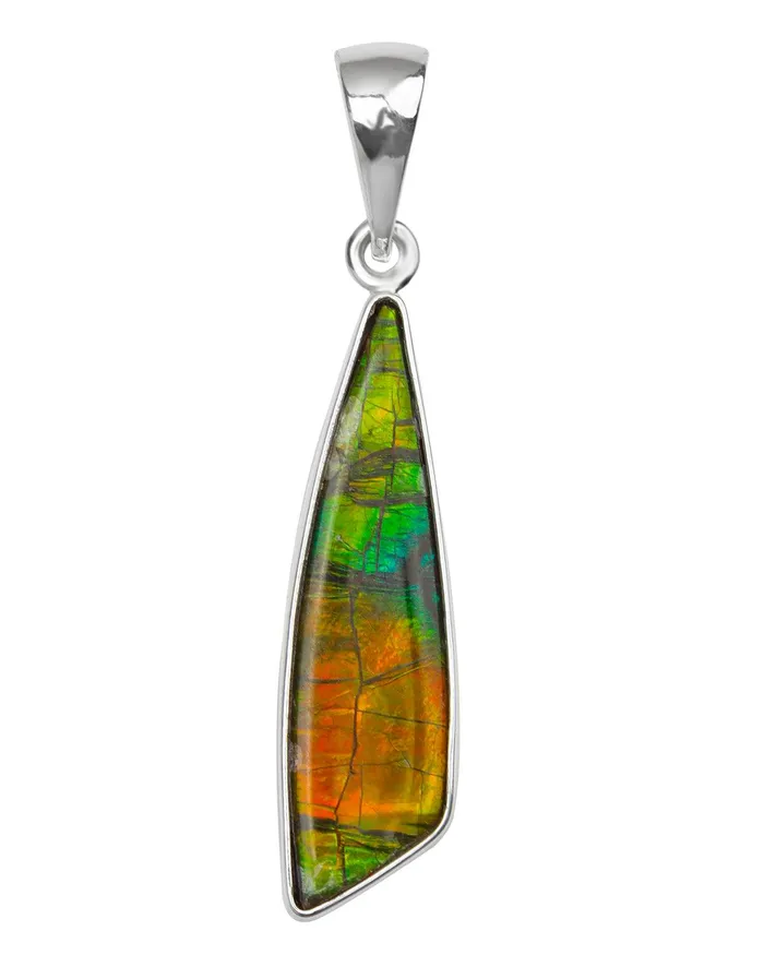 YoTreasure 6 Ct Ammolite 925 Sterling Silver Necklace Pendant Jewelry Necklaces
