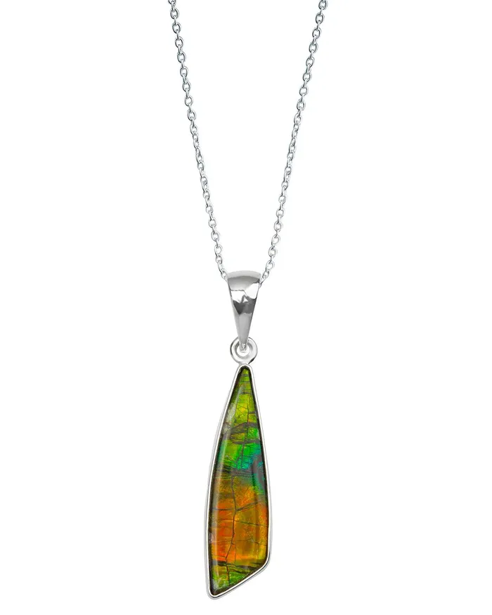 YoTreasure 6 Ct Ammolite 925 Sterling Silver Necklace Pendant Jewelry Necklaces