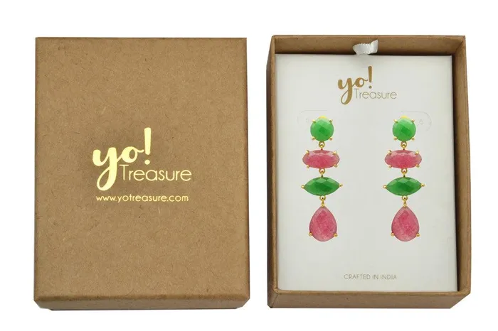 YoTreasure Earrings Pink Aventurine Gold Plated Over Brass Drop Earrings Jewelry YoTreasure Earrings Pink Aventurine Gold Plated Over Brass Drop Earrings Jewelry